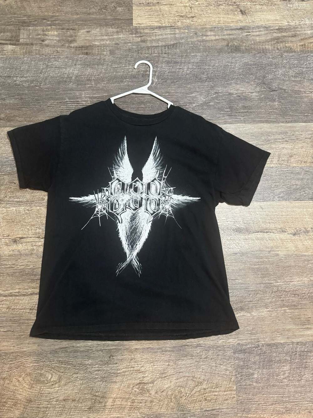 OVD Angel Graphic Black T-Shirt Size Large Y2K Grunge Streetwear